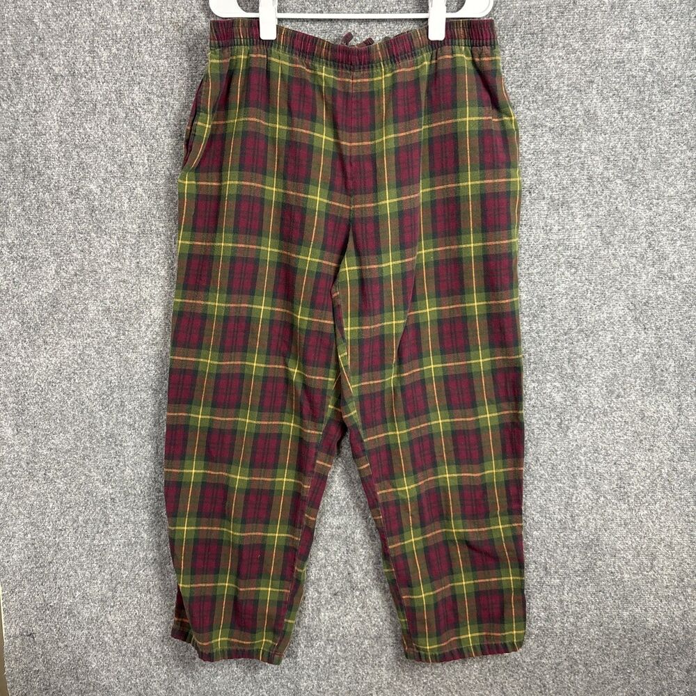 L.L.Bean Pajama Pants Mens size L Red Plaid Cabincore Cozy Winter